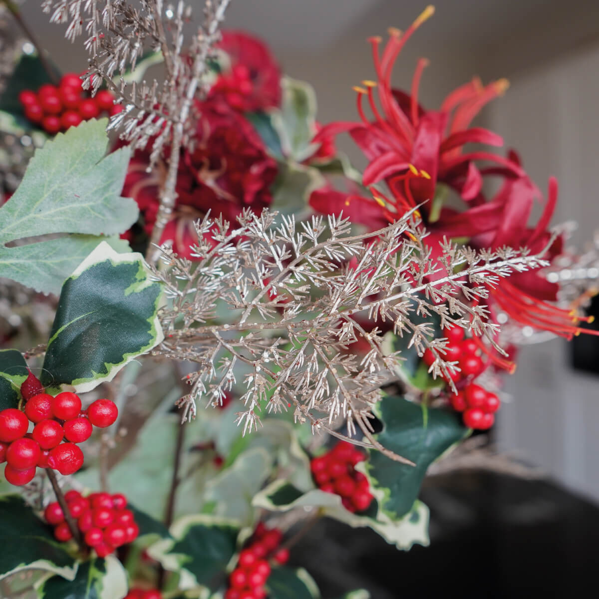 Zijdenboeket Silky Winter Rouge - Afbeelding 2