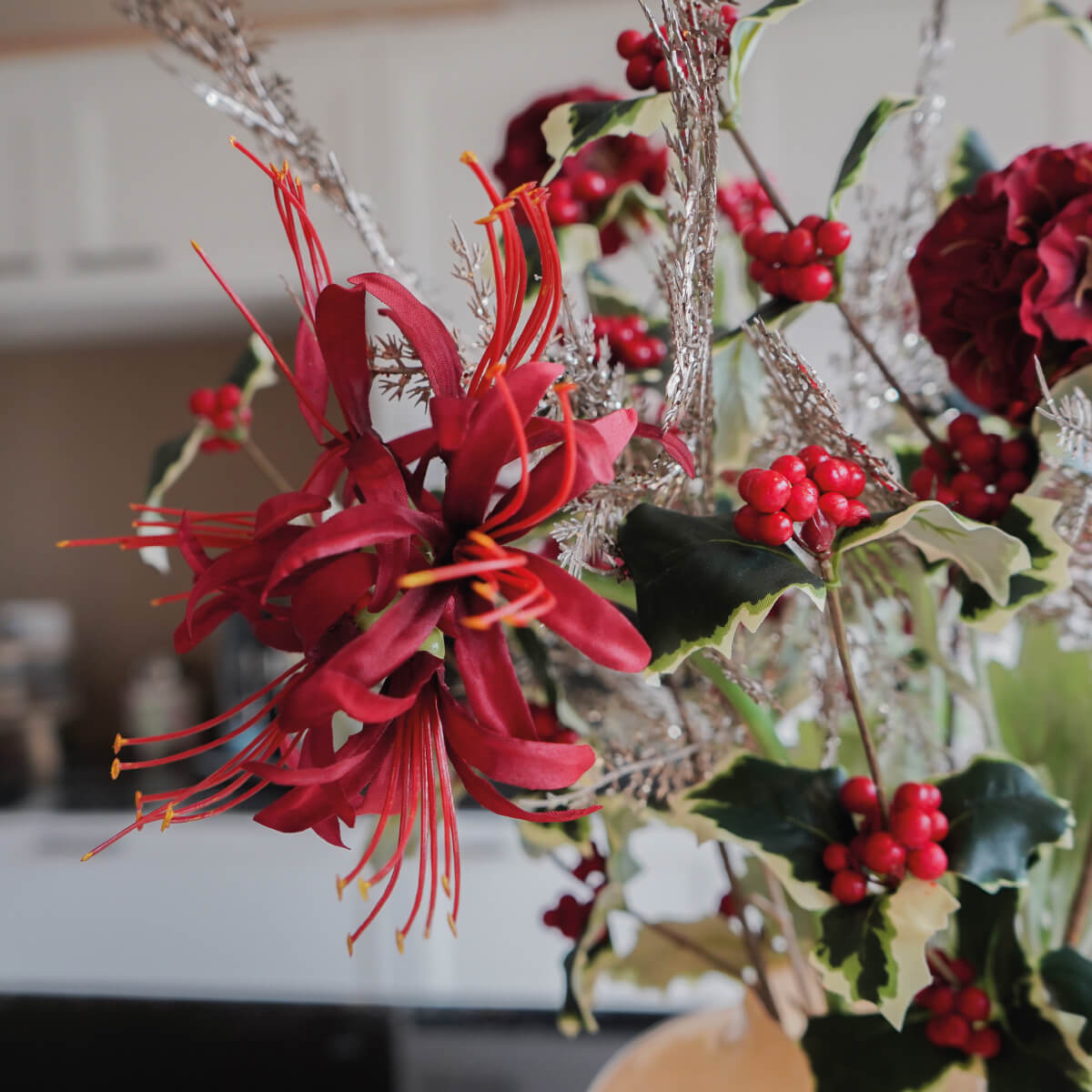 Zijdenboeket Silky Winter Rouge - Afbeelding 3